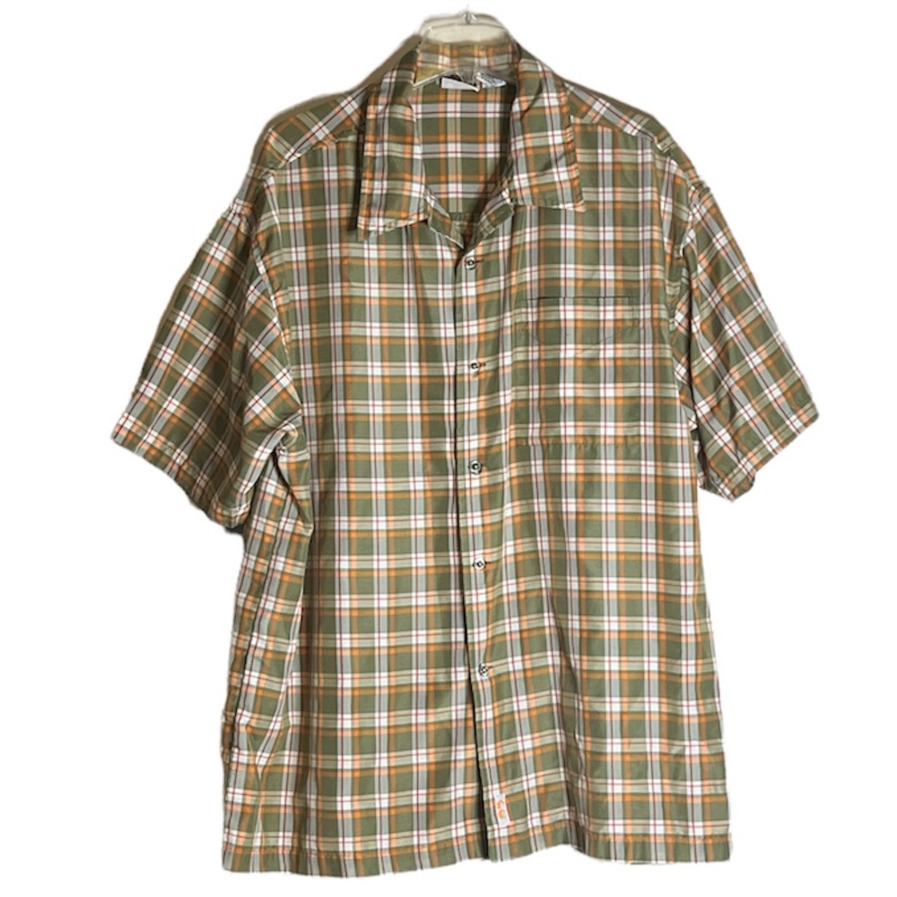 Mens Raw Edge Authentic Sportswear Button Down Short Sleeve XL